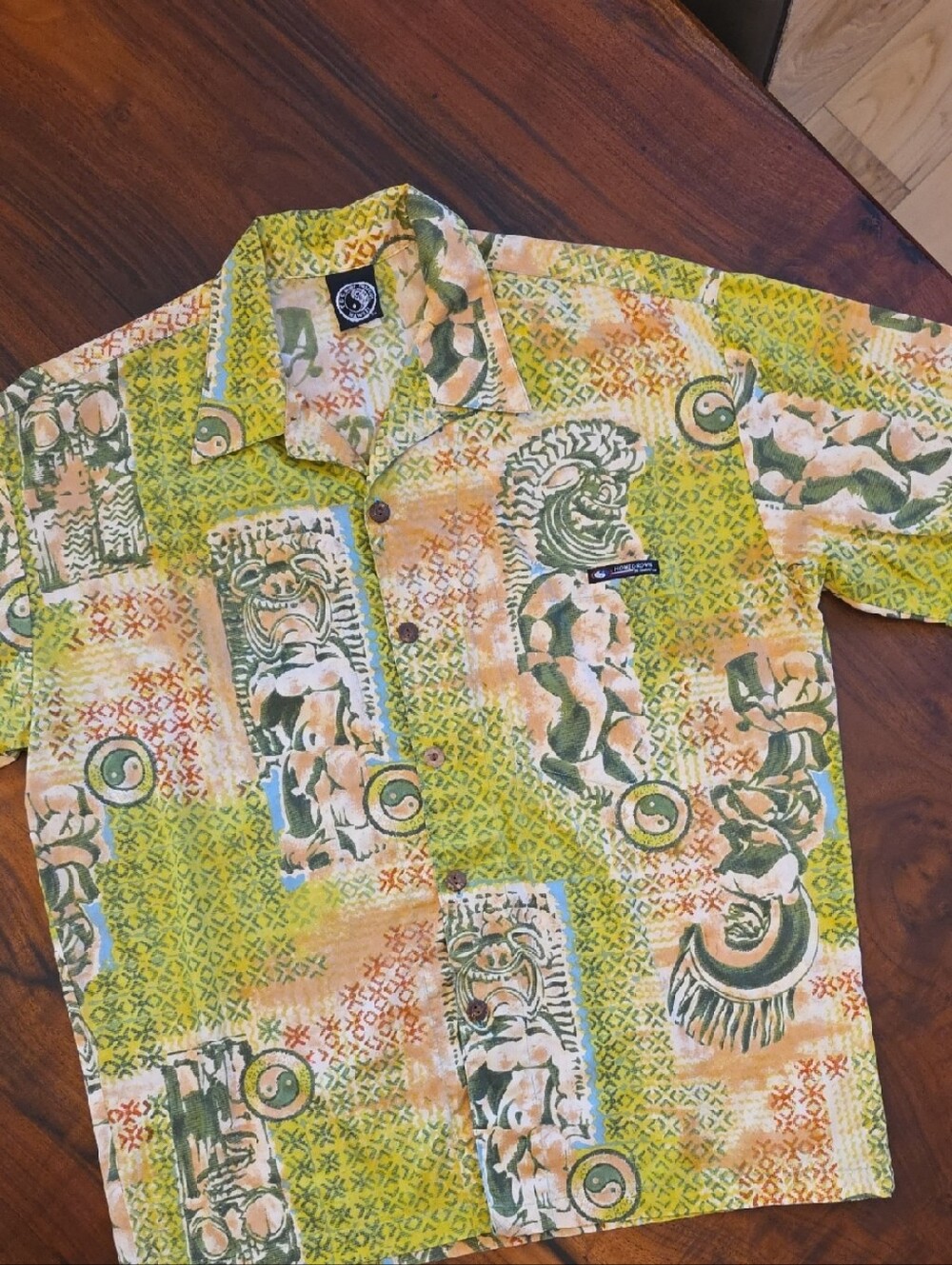 T&C SURF DESIGN🍬VINTAGE🍬 Men's Green Tropical Print🍬SZ M